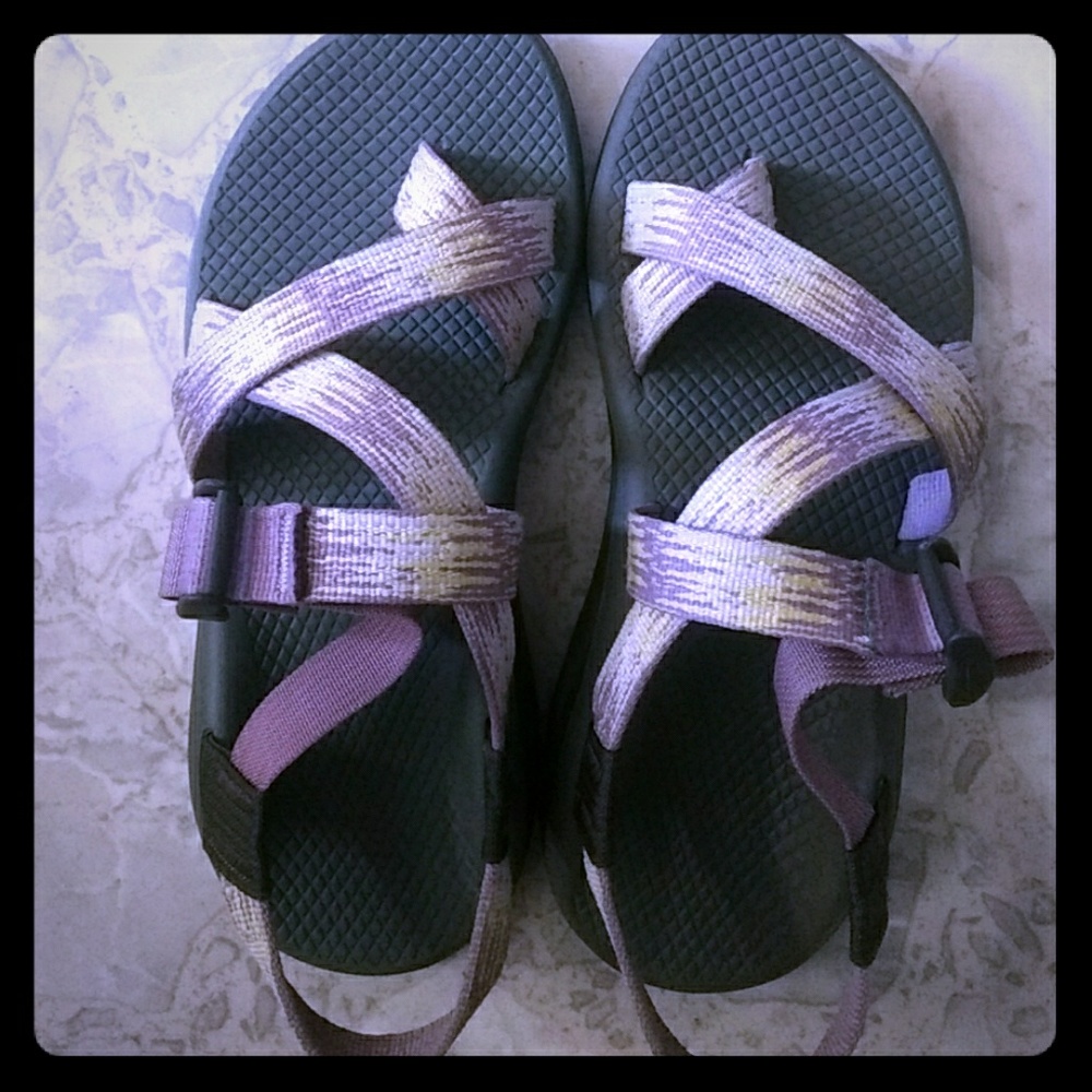 Chacos sandals lavender and yellow